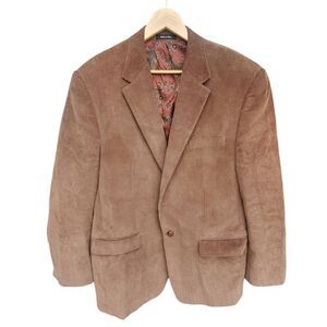Mens Vintage Ralph Lauren 100% Cotton Brown Corduroy Paisley Lining Blazer Sport